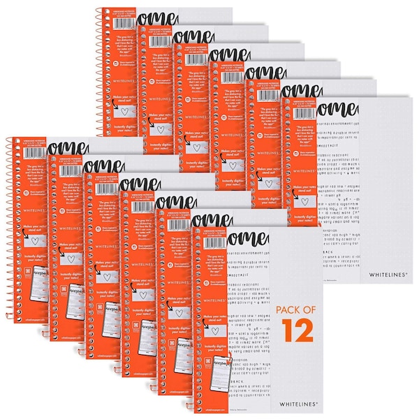 Whitelines Case of Whitelines Spiral Wirebound Dot Grid Ruled Journal Notebook, Gray Paper, 8.25"x5.75", 70 sht, PK12 17006CS - main