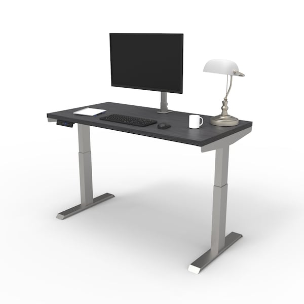 We'Re It Lift It Electric Sit Stand Desk, 46.25 H, 24 W X Laminate wood, metal, Brushed Silver VL22BS4824-6307 - main