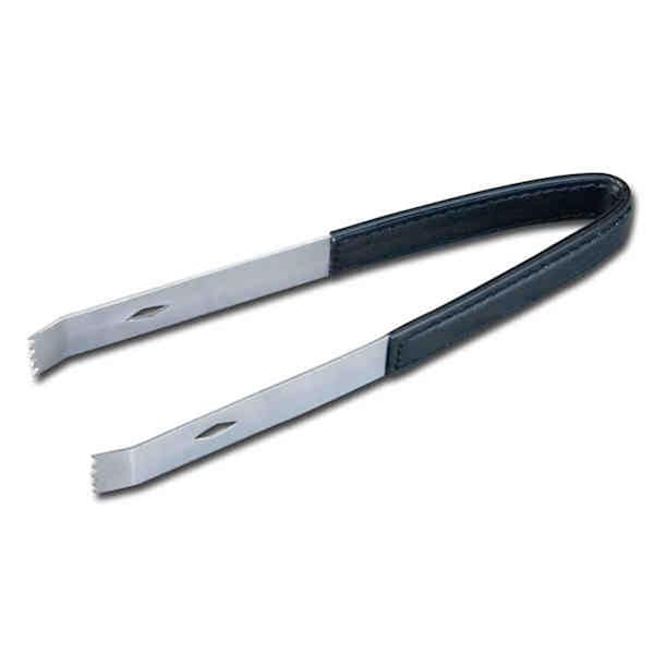 Dacasso Black Leather Ice Tongs with Stainless Steel Structure A1062 - main