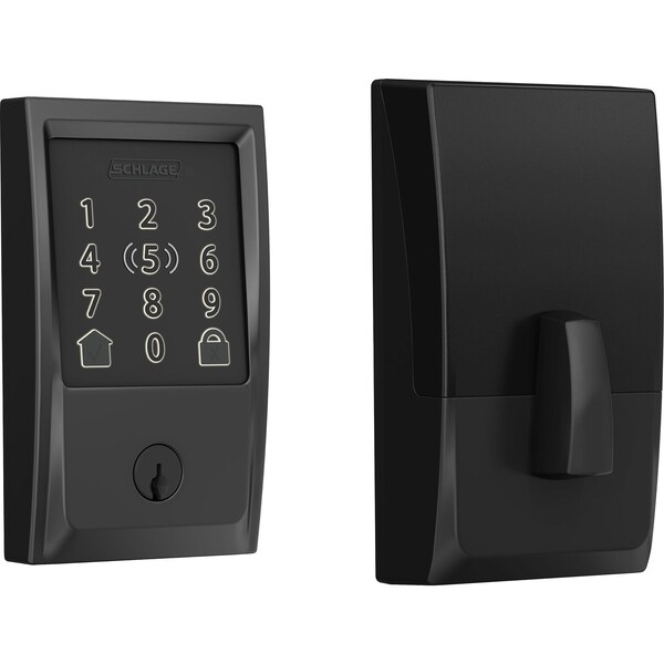 Schlage Residential BE499WBVCEN622 12-351 10-116 KD Century Encode Plus 1-Cyl Deadbolt - Matte Black BE499CEN622 - main