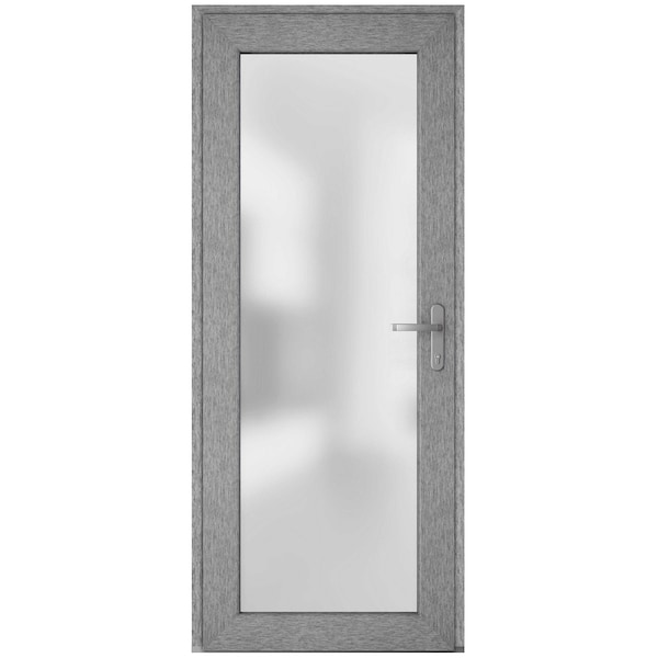 Vdomdoors Front Exterior Prehung FiberGlass Door Frosted Glass / Manux 8102 Grey Ash / Office Commercial and MANUX8102EXD-SS-W30 x H80-LH - main