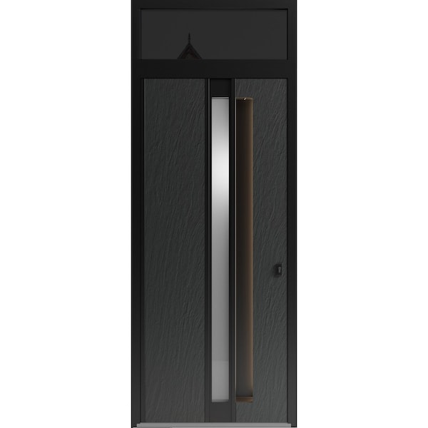 Vdomdoors Aluminum Door with Hidden Handle Hiddex 0155 Ardesia Nero Entry Steel Metal Modern Painted W36xH80+ HIDDEX0155EXD-BLK-W36xH80+12-RH-I - main
