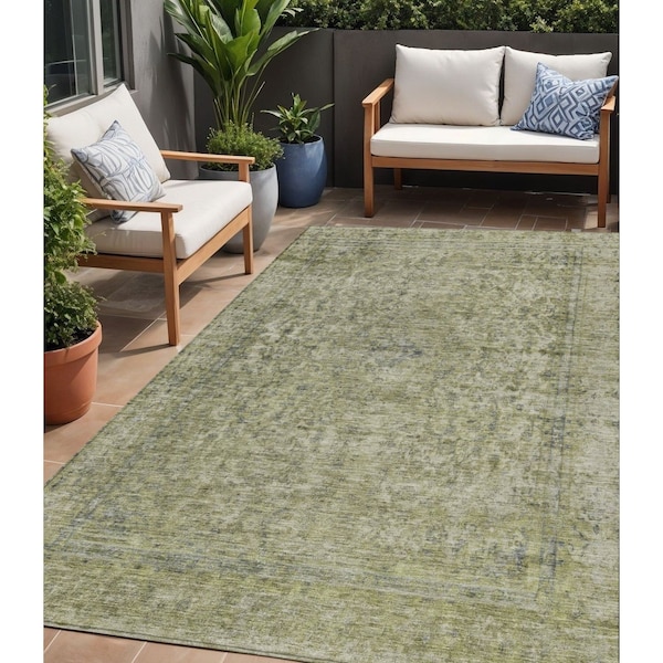 Homeroots 5' X 8' Sage And Beige Abstract Washable Indoor Outdoor Area Rug 616023 - main
