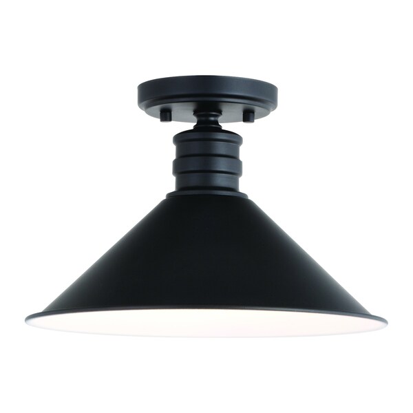 Vaxcel Akron 12-in W Bronze Metal Industrial MCM Cone Semi Flush Mount Ceiling Light C0257 - main