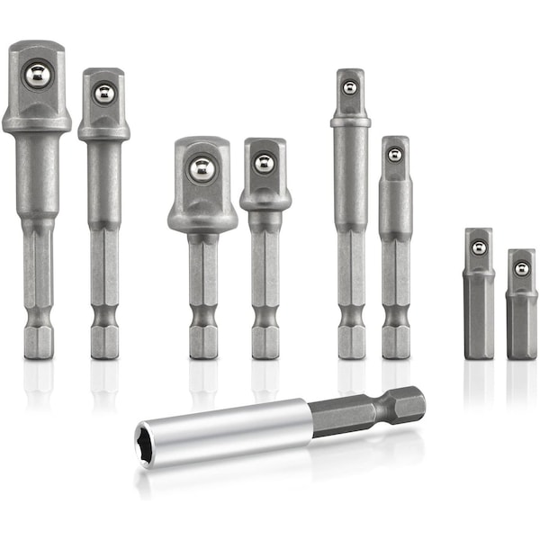 Neiko Socket Adapter Extension Drill-Bit Set, 1/4-, 3/8-, and 1/2-Inch Drives, 9-Piece Extension Set 257 - main