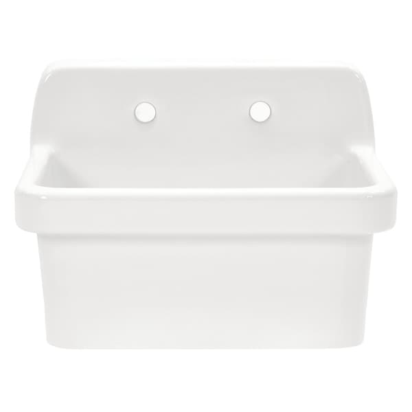 Kingston Brass 24" Ceramic Single Bowl Wall Mount Kitchen Sink with Strainer, Glossy White GPKWS241917 - main
