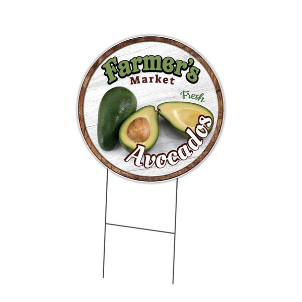 Signmission Farmers Market Avocados Double Sided Corrugated Plastic Circle Yard Sign, C-24-CIR-DS-WS- Avocados C-24-CIR-DS-WS- Avocados - main