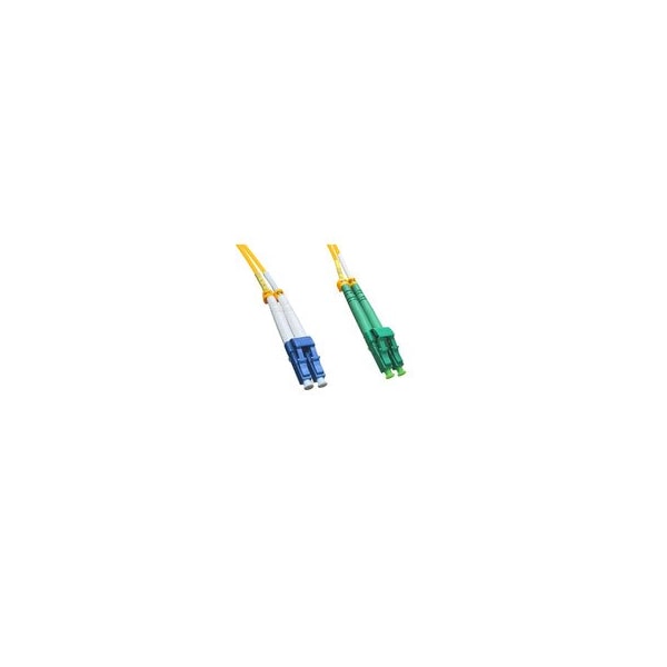 Cable Wholesale LC/UPC to LC/APC OS2 Duplex 2.0mm Fiber Optic Patch Cord, OFNR, Singlemode 9/125, Yellow LCLC-01605 - main