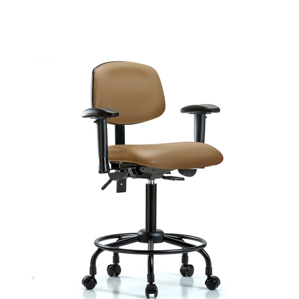 Blue Ridge Ergonomics Bench Chair, RT Tilt, AA Cast, Vinyl, Taupe, 6-Way Adjustable, 22" to 29" Height, Taupe BR-VMBCH-RT-T1-A1-RC-8584 - main