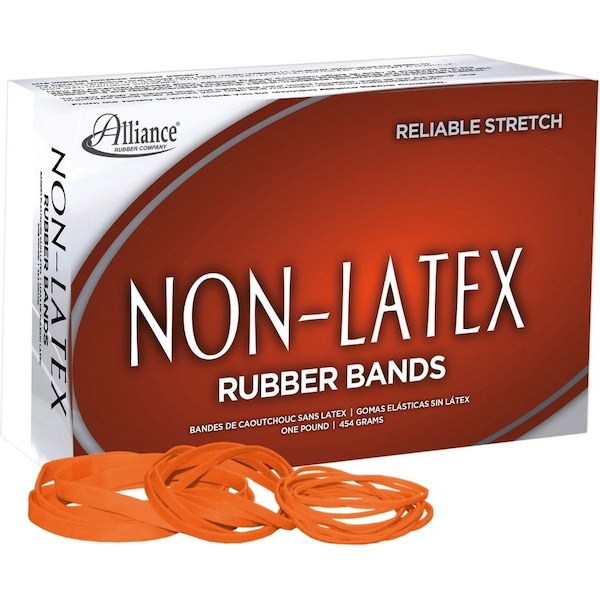 Non-Latex Alliance Rubber 37546 Rubber Bands Assorted sizes 54, Orange ALL37546 - main
