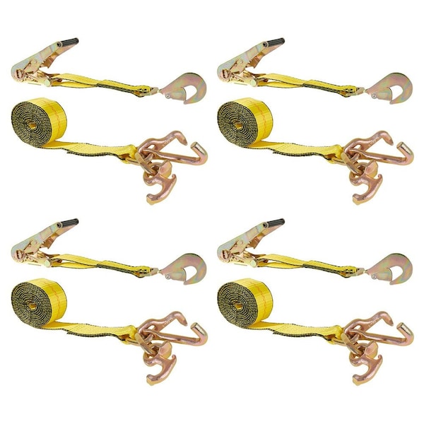 Mytee Products 2 in x 8 ft RTJ Cluster Ratchet Straps Car Hauler Tow Wrecker Straps, 4PK RSRTJ28x4 - main