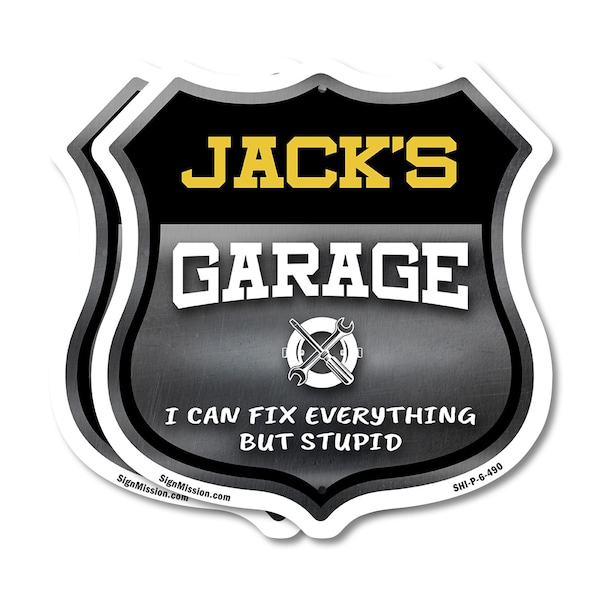 Signmission Jack's Garage I Can Fix Everything But Stupid, 6 inch X 6 inch, Plastic Sign, 2PK SHI-P-2PACK-6-490-JACK - main