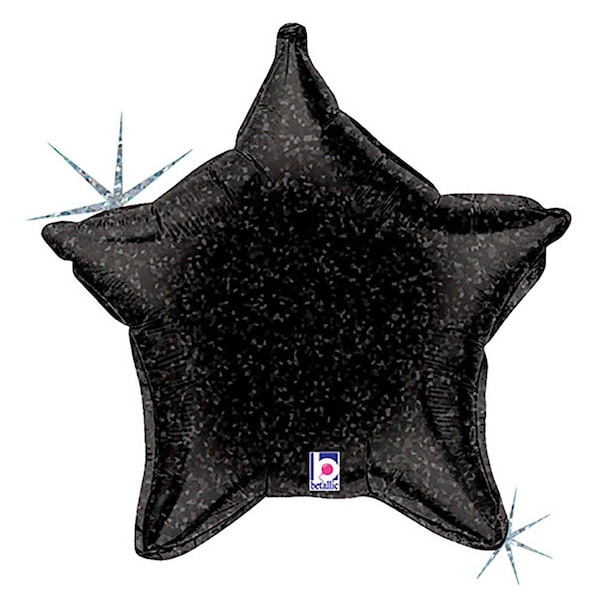 Loonballoon Hollywood Balloons, 21 inch Black Holographic Star 2 pcs LOON-LAB-15003-B-U - main