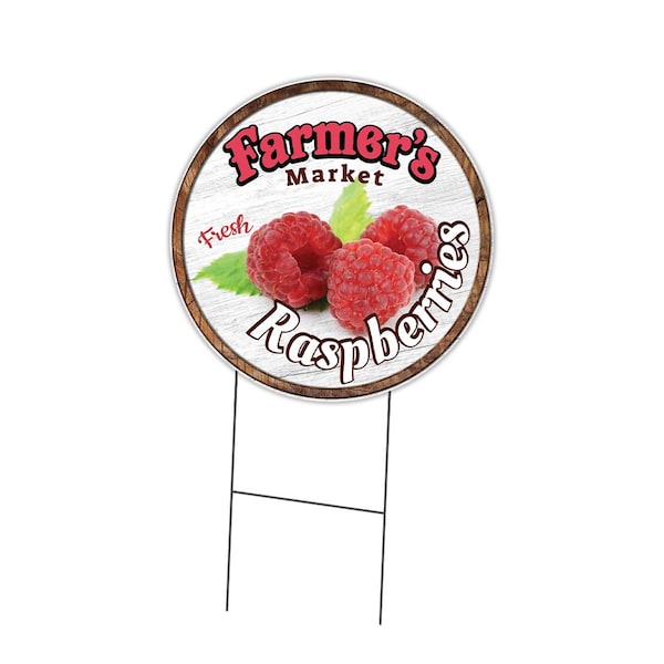 Signmission Farmers Market Raspberries Double Sided Corrugated Plastic Circle Yard, C-16-CIR-DS-WS-Raspberries C-16-CIR-DS-WS-Raspberries - main