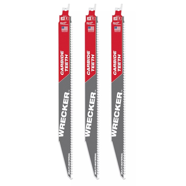 Milwaukee Tool 12 in x 6 TPI Reciprocating Saw Blade, 3 PK 48-00-5343 - main