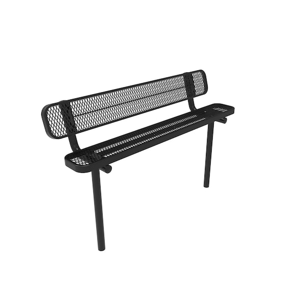 Mytcoat 6ft Outdoor Bench with Back, Inground, Black, Expanded Metal, Textured Coating 804179 - main