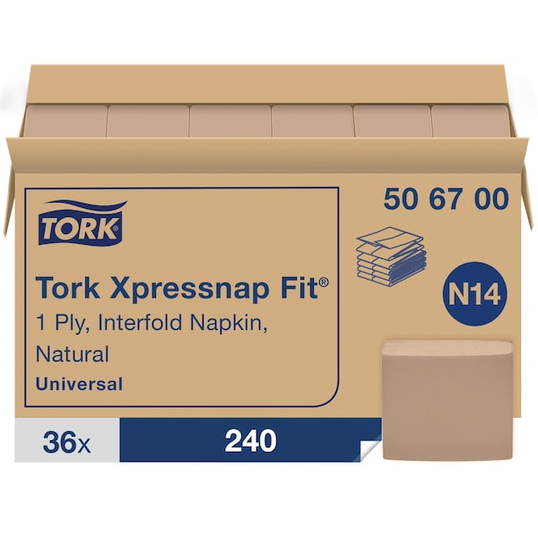 Tork Disposable Napkins, Interfold, Brown, PK36 506700 - main
