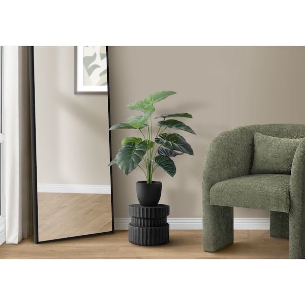 Monarch Specialties Artificial Plant, 24" Tall, Alocasia, Indoor, Faux, Fake, Table, Greenery, Potted, Real Touch I 9578 - main