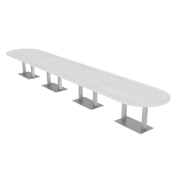 Skutchi Designs Racetrack Conference Table With Power Unit, 48 in W, 240 in L, White HAR-RAC-48X240-DOU-WA7976-NA - main