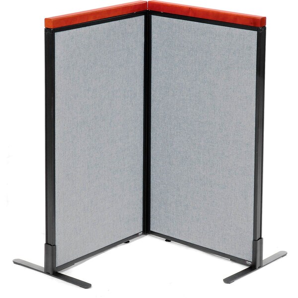 Global Industrial Interion Deluxe Freestanding 2-Panel Corner Room Divider, 24-1/4"W x 43-1/2"H Panels, Gray 695064GY - main