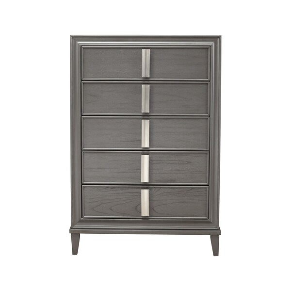 Homeroots 38" Gray Solid Wood Five Drawer Chest 524103 - main