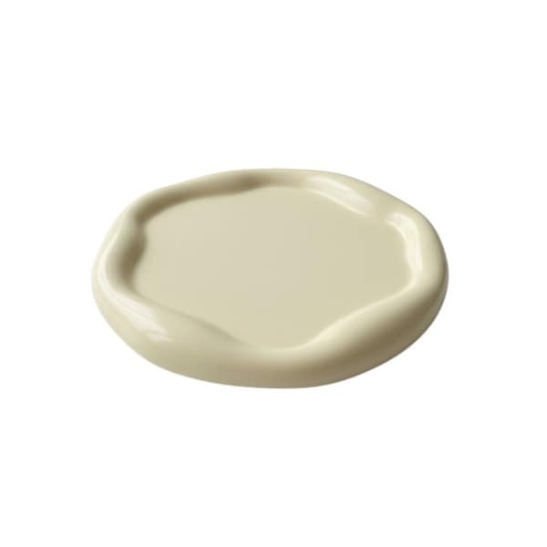 Homeroots 7in Light Yellow Resin Handmade Round Trinket Tray 724179 - main