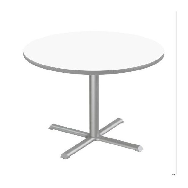 Correll Round Cafe Table, 42 in W, 42 in L, 29 in H, Particleboard Top, Frosty White SXT42DER-80-98-13 - main