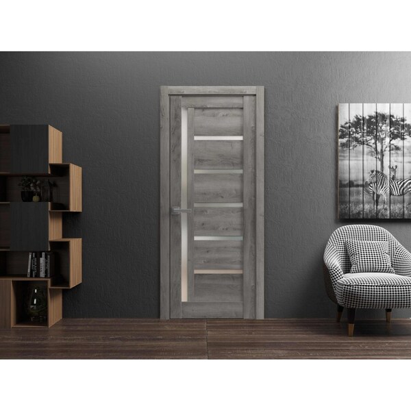 Sartodoors Solid French Door Grey Solid Core Modern Interior QUADRO4088ID-NEB-18 - main