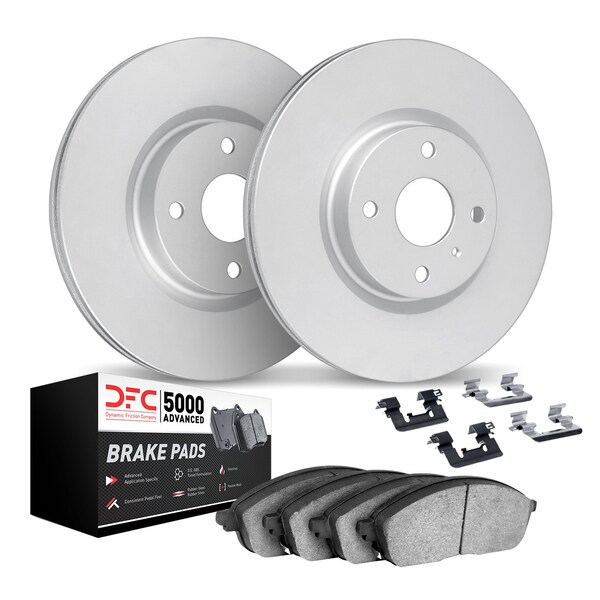 Dynamic Friction Co DFC Hi-Carbon Rotor w/5000 Brake Pads & HW Kit 9512-80028 - main