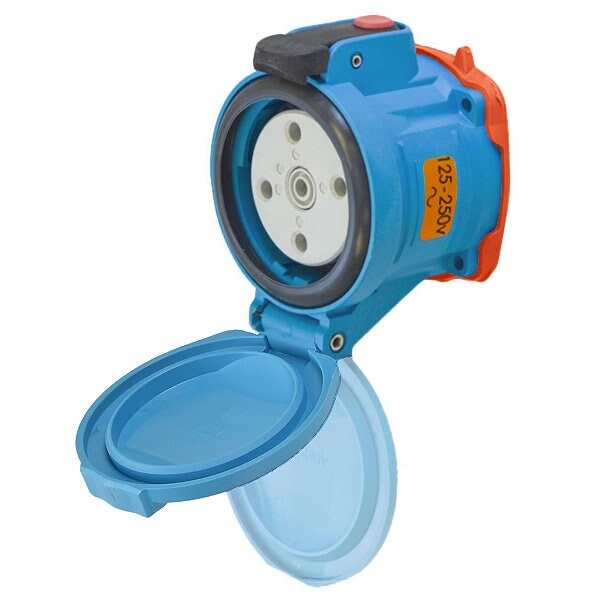 Meltric DSN30 RECEPTACLE POLY BLUE SIZE 2 TYPE 4X IP 69 3P+N+G 30 A 125/250 VAC 60 Hz NO AUX 63-34077 - main