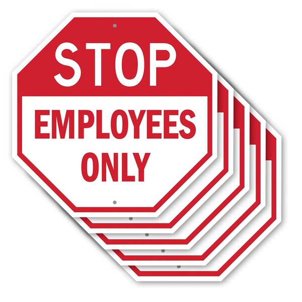 Signmission Stop Employees Only, 10 inch X 10 inch, Aluminum Metal Signs, 5PK OC-A-5Pack-10-303 - main