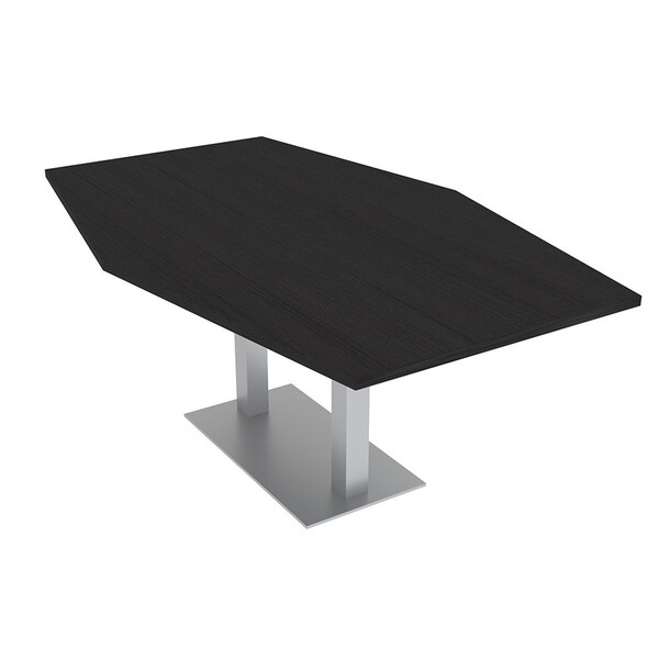 Skutchi Designs Hexagon Conference Table With Power, 48 in W, 72 in L, Black HAR-HEX.IR-48X72-DOU-U999ST19-NA - main