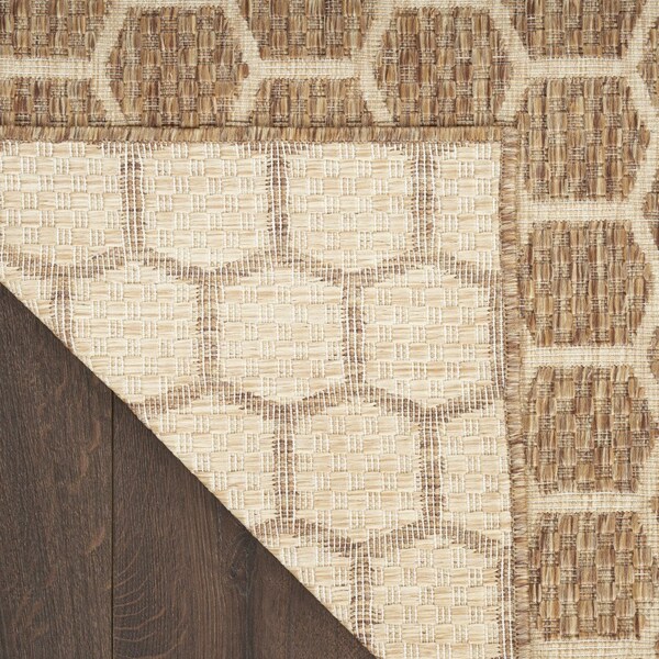 Homeroots 10' Natural And Beige Geometric Indoor Outdoor Runner Rug 564060 - main