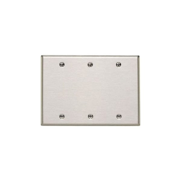 Leviton Blank Wallplate, Standard Size, Gang 3, Brushed Stainless Steel 84033-40 - main