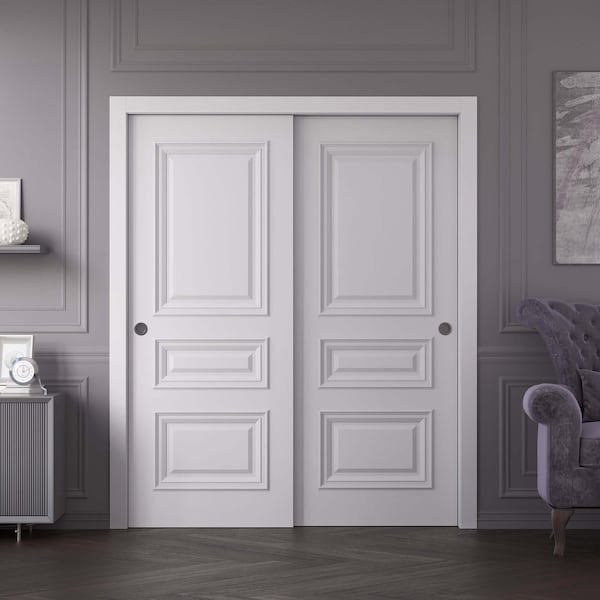 Sartodoors Sliding Closet Bypass Doors 84x84 inches White Solid Core Modern Interior ROYAL9833DBD-EMAL-8484 - main