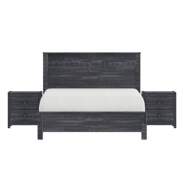 Homeroots Three Piece Gray Solid Wood Bedroom Set 523981 - main