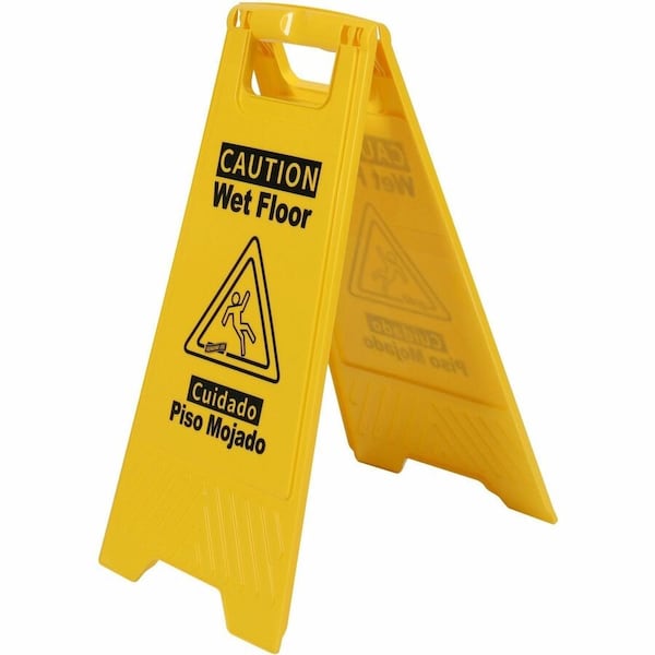 Genuine Joe Universal Graphic Wet Floor Sign - Foldable - Yellow, 6PK GJO85117CT - main