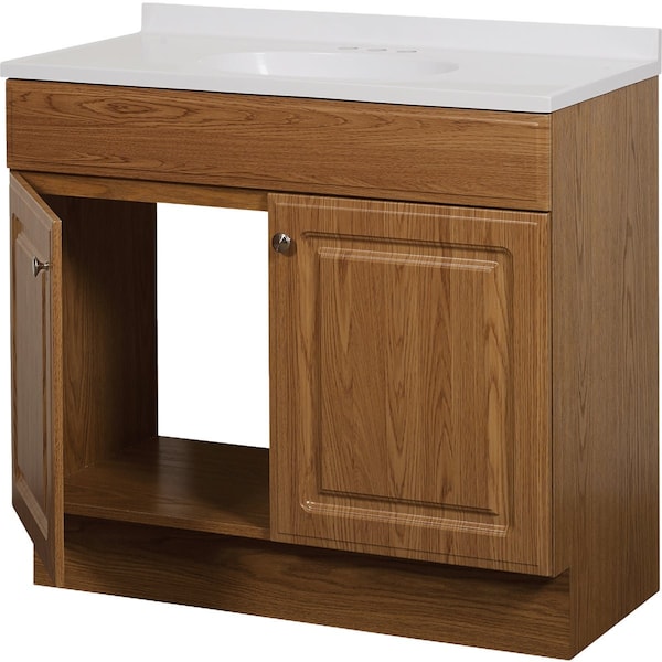 Zenith Zenna Home Oak 36'' Wx35'' Hx18''D Vanity with Wht Cultured Marble Top RBC36KK - main