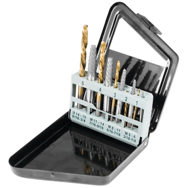 Perform Tool Screw Extractor Use To Remove Damaged Screws- No. 1/ No. 2/ No. 3/ No. 4/ No. 5 Screw Size; 10Pcs W8697 - main