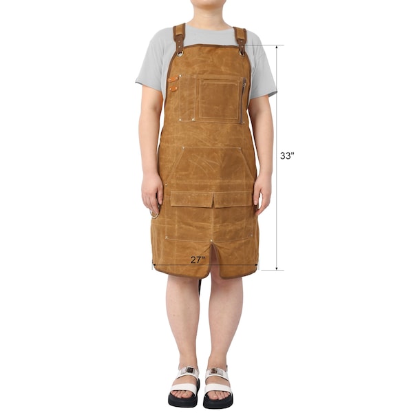 Edendirect Heavy Duty Waxed Canvas Tool Apron, Fit Men and Women, 18oz Water-Resistant IR-W465P181589 - main