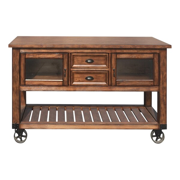 Homeroots 58in Rustic Brown Rolling Kitchen Cart With Storage 285819 - main