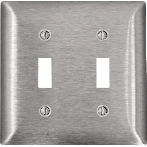 Leviton 2-Gang Stainless Steel Toggle Magnetic C-Series Switch Wall Plate R50-00SL2-000 - main