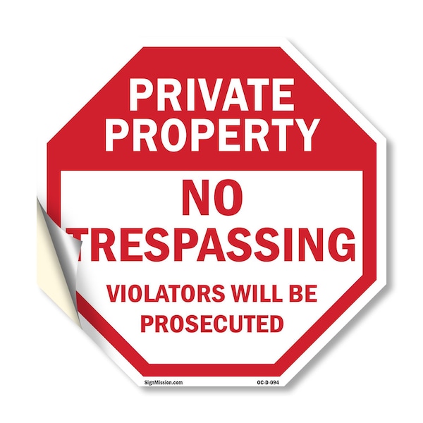 Signmission Private Property No Trespassing Vio, 10 Inch X 10 Inch, Vinyl Decal OC-D-10-94 - main