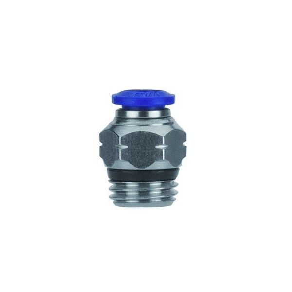 Usa Industrials Push to Connect Tube Fitting, Nickel Plated Brass w/ Plastic Release Ring, Male Straight, 1/4in ZUSA-TF-PTC-NPBR-310 - main