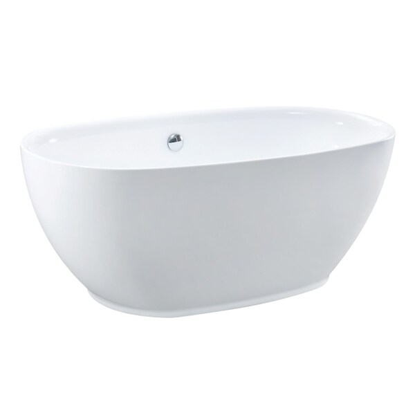Kingston Brass 59" Acrylic Oval Double Ended Freestanding Tub with Drain, Glossy White VTOV593023U - main