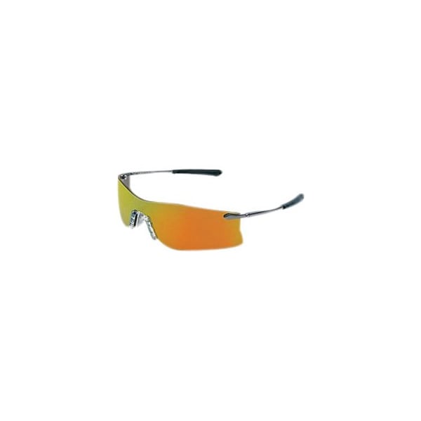 Mcr Safety Rubicon (T4), Safety Glasses, Anti-Scratch, Red Mirror Lens, Black/Silver Frame, Frameless T411R - main