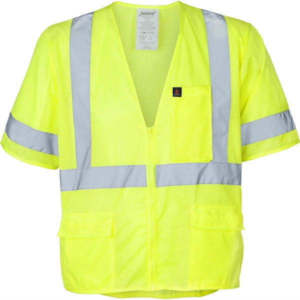 Ironwear Hi-Vis FR Safety Vest w/Sleeves M Class 3 , Hook & Loop 5 Pockets 1294FR-L-M - main