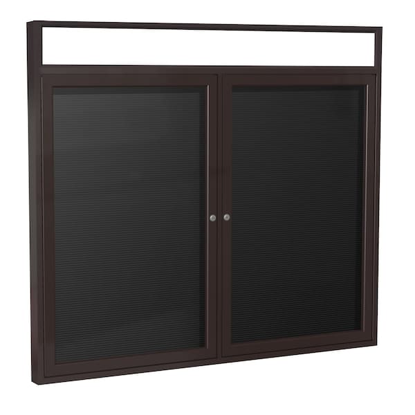 Ghent 36'' x 60'' Enclosed Flannel Letterboard, 2-Door, Bronze Aluminum Frame w/ Illuminated Headliner PBBL6-BK - main