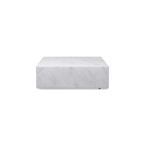 Homeroots 35" White Genuine Marble And Brass Square Coffee Table 372182 - main
