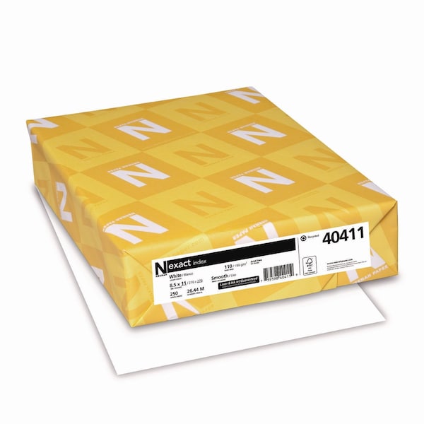 Neenah Paper Exact Index Card Stock, 110lb, 8-1/2 x 11, White, 250 Sheets 40411 - main